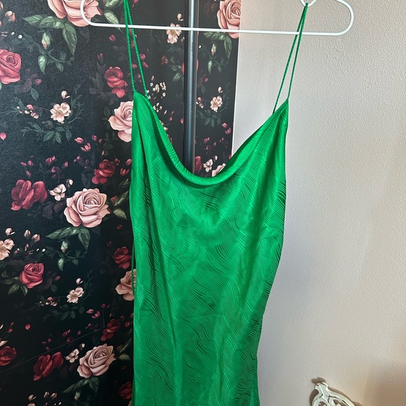 Alice + Olivia Emerald Green Satin Maxi Slip Dress - Picture 2 of 5